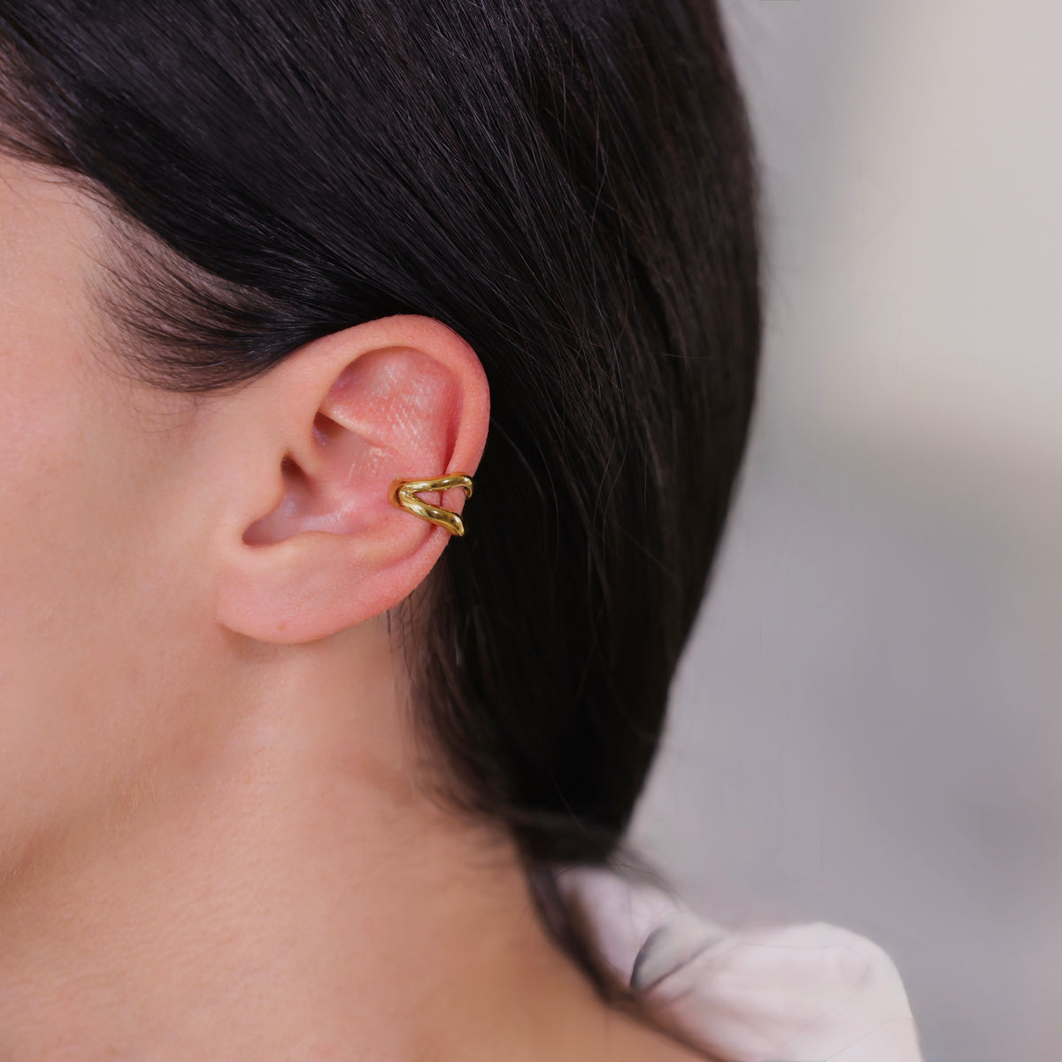 Double Layer Irregular Earcuff Gold