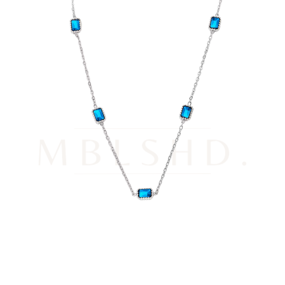 The Navy Blue Necklace -Silver-