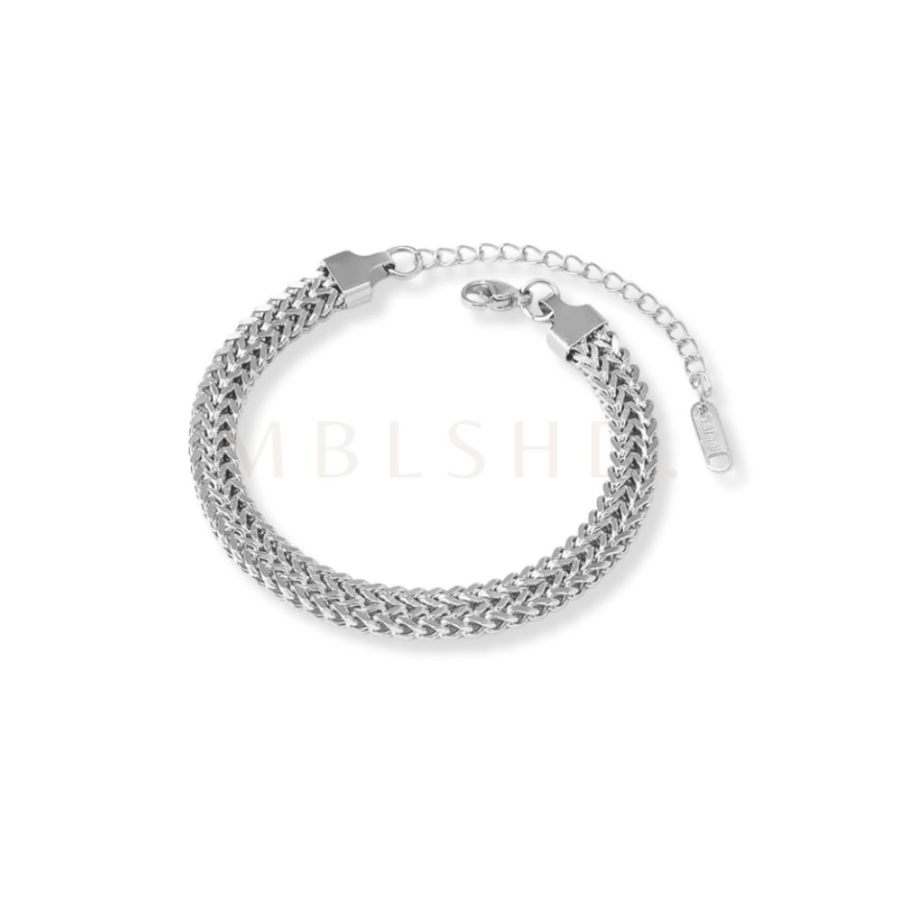 Wide Box Chain Bracelet Silver