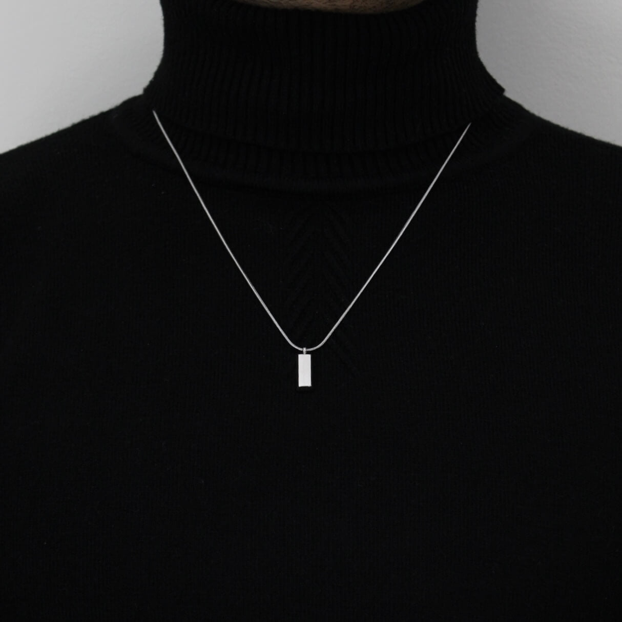 Minimalist Silver Pendant Necklace - Men