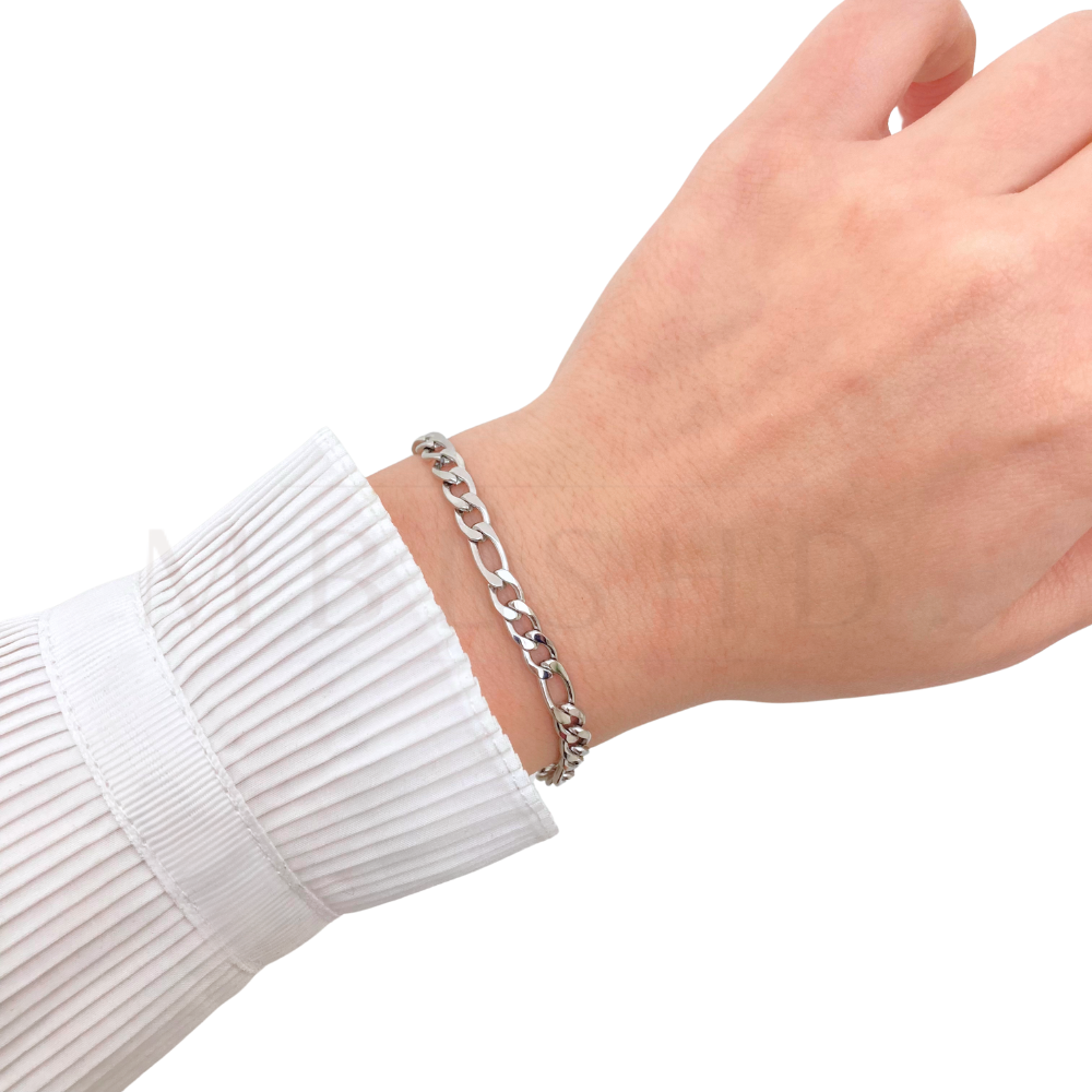 5mm Figaro Bracelet Silver