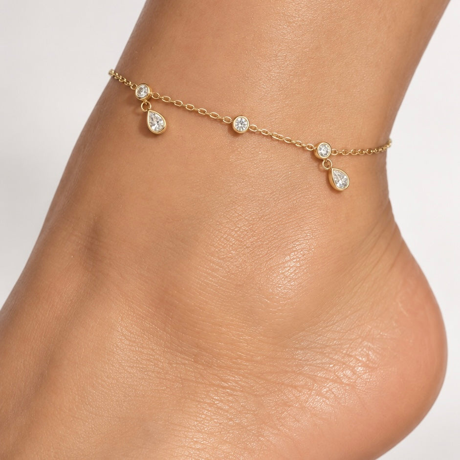 Teardrop Crystal Anklet