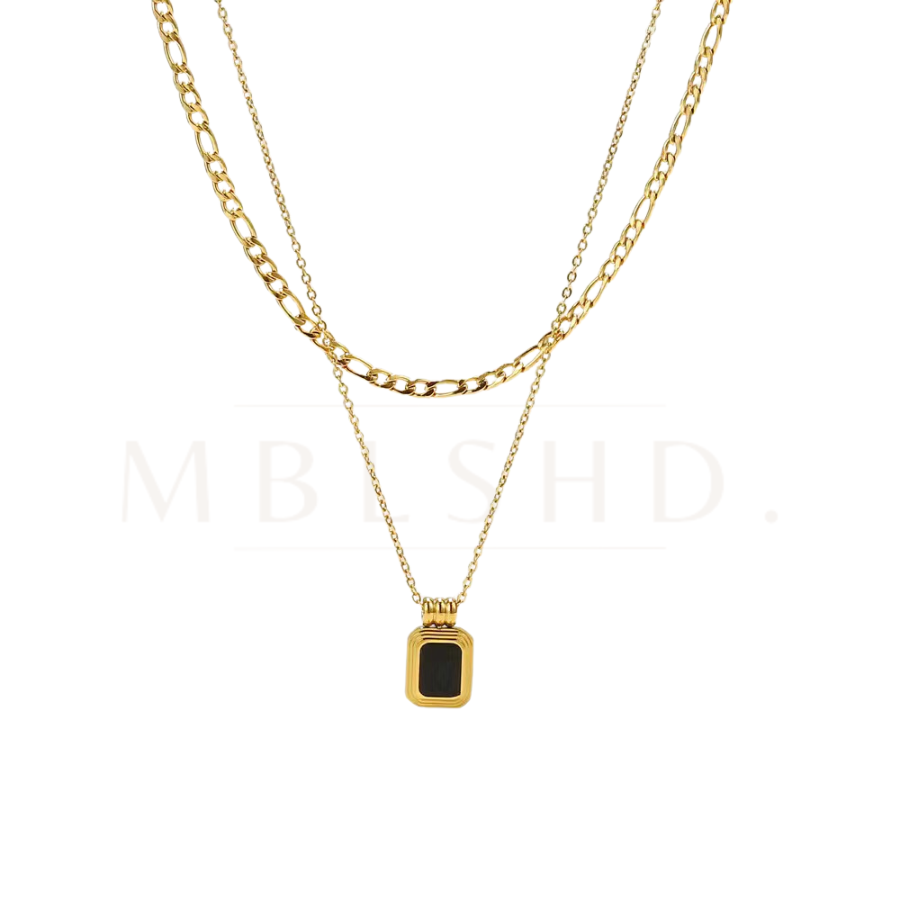 Black Stone Layered Necklace