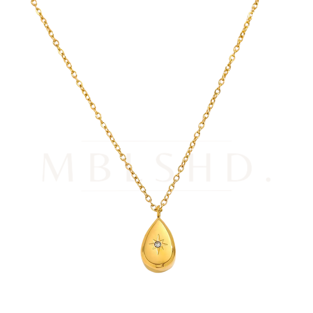 Zircon Oval Charm Necklace