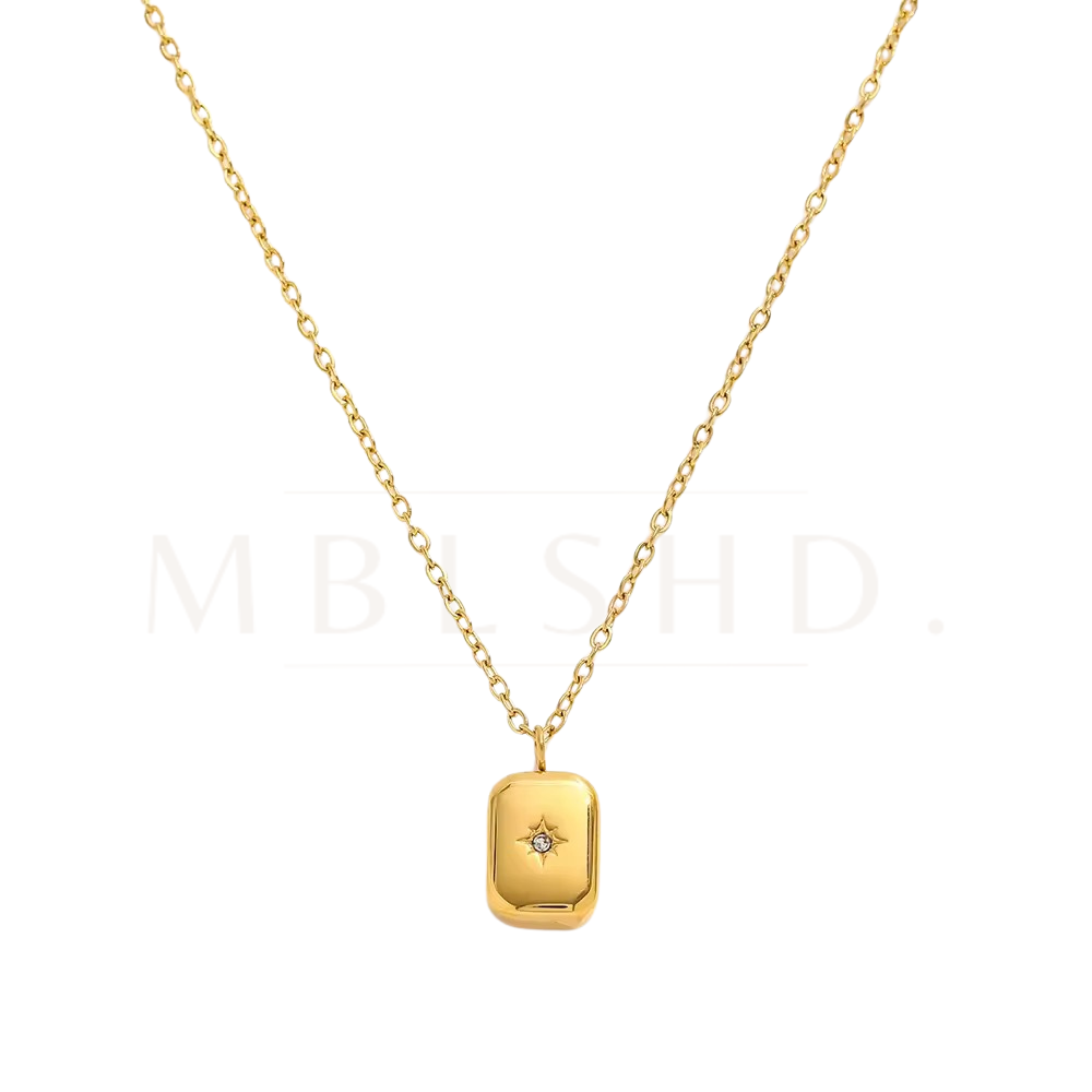 Zircon Square Charm Necklace
