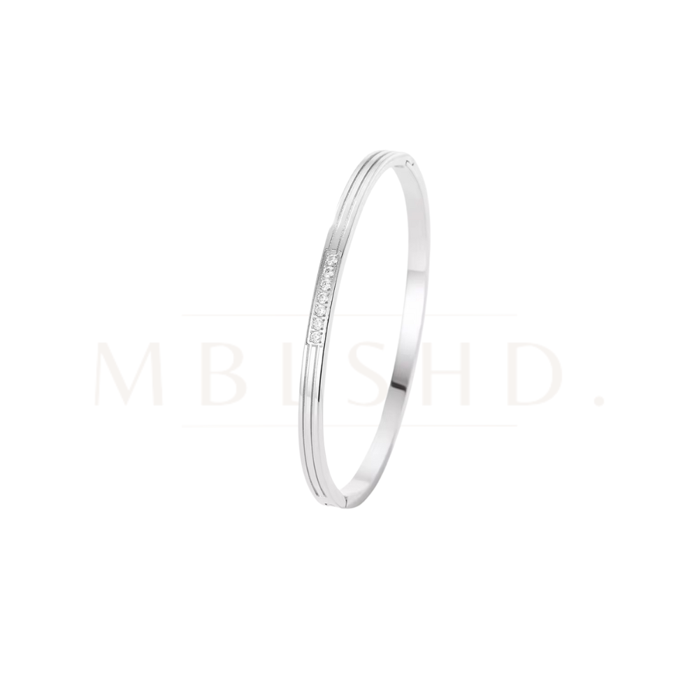 7 Zircons Bangle -Silver-