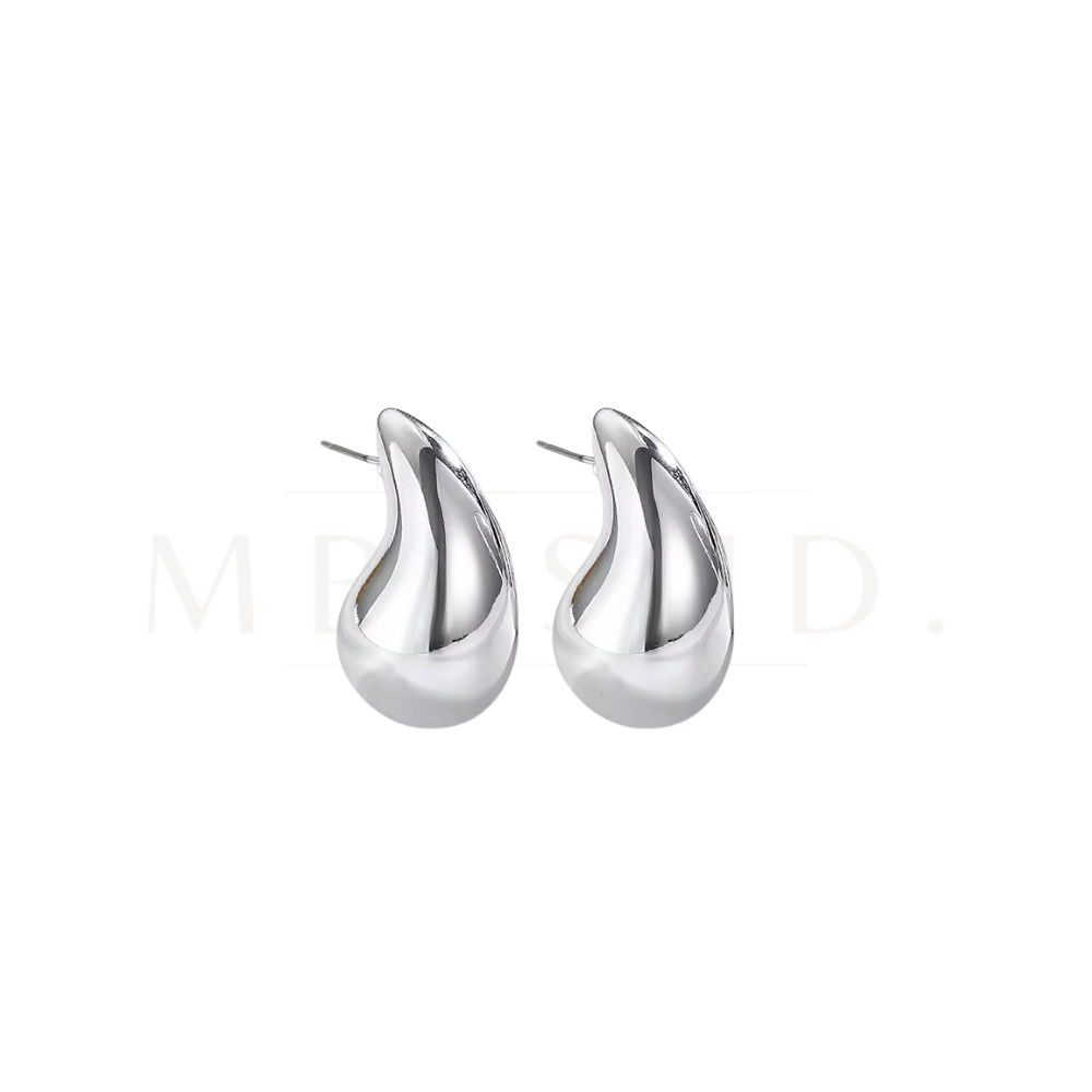 Large Teardrop Earrings -Silver-