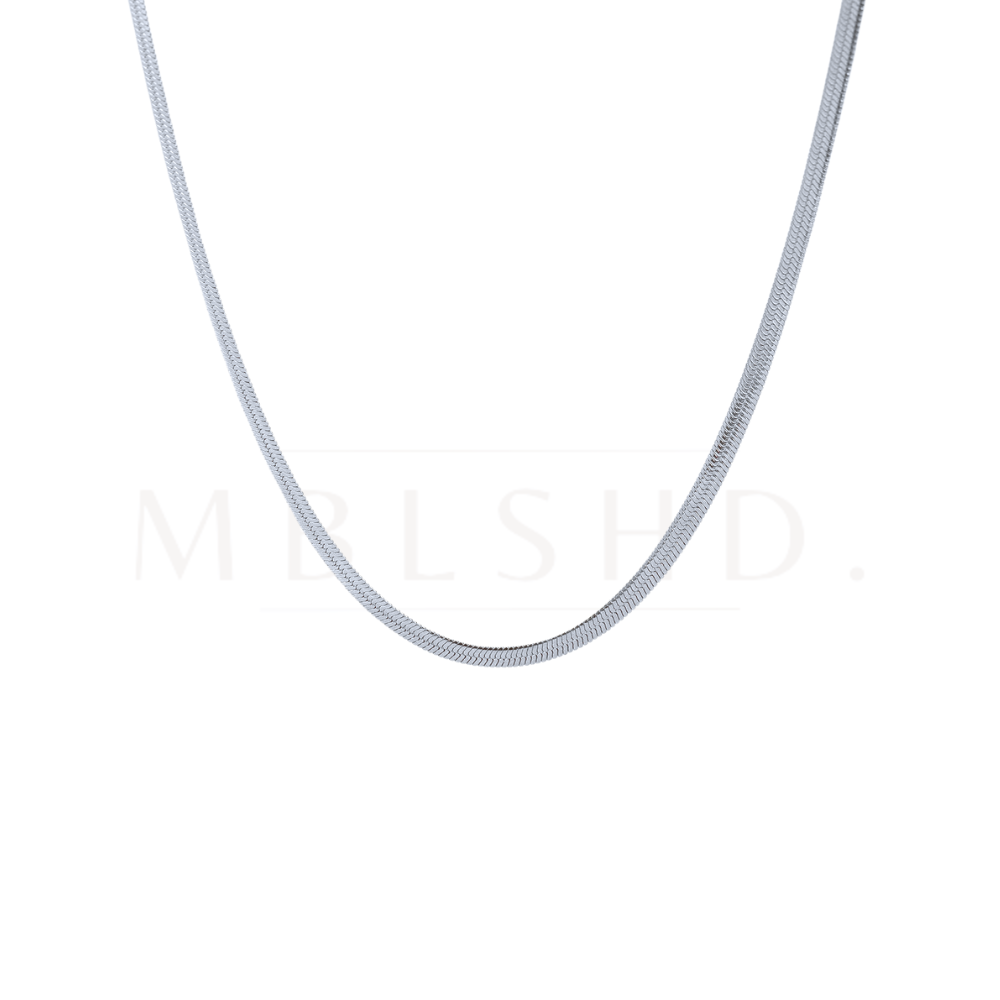 Herringbone Chain Necklace -Silver-