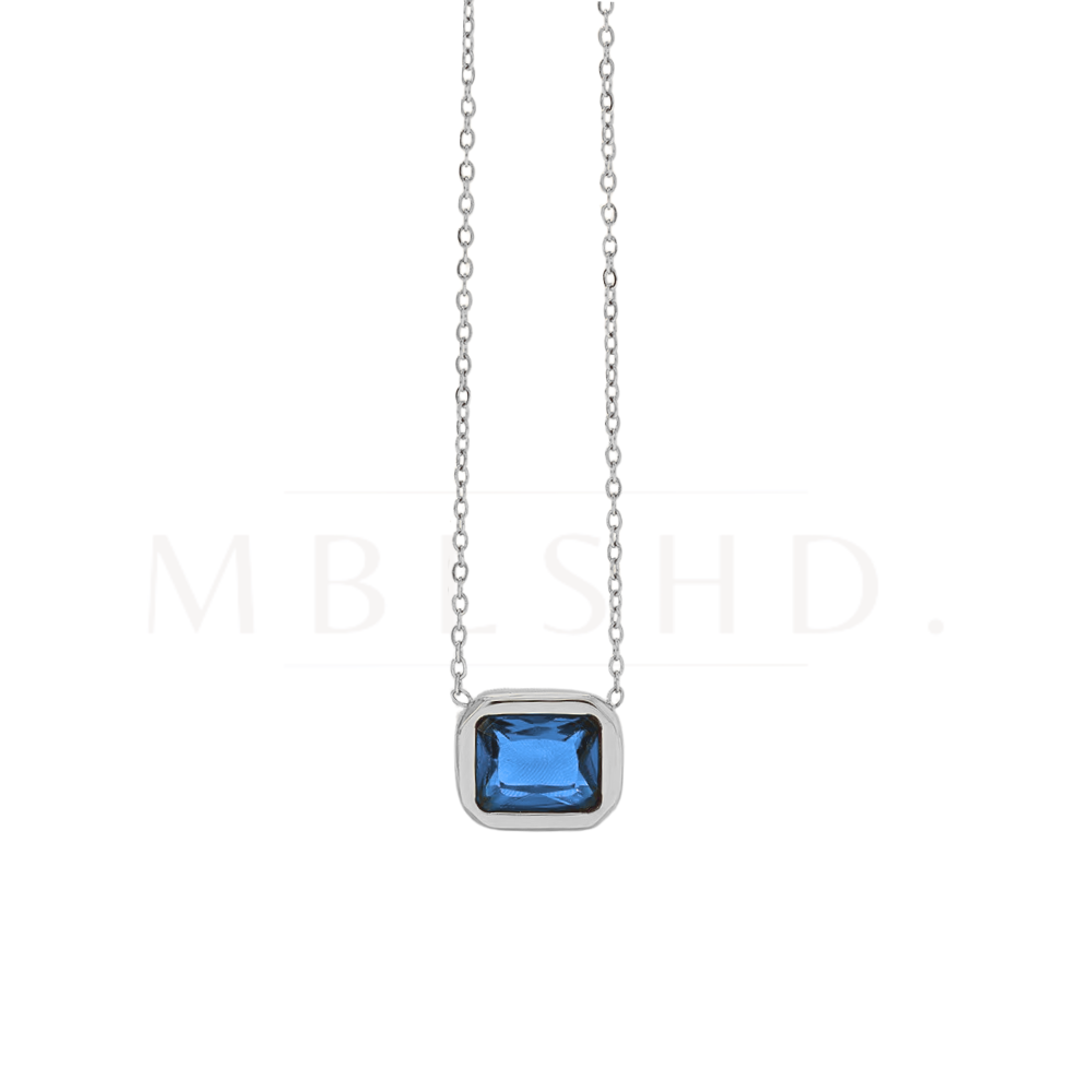 Blue Stone Pendant Necklace Silver