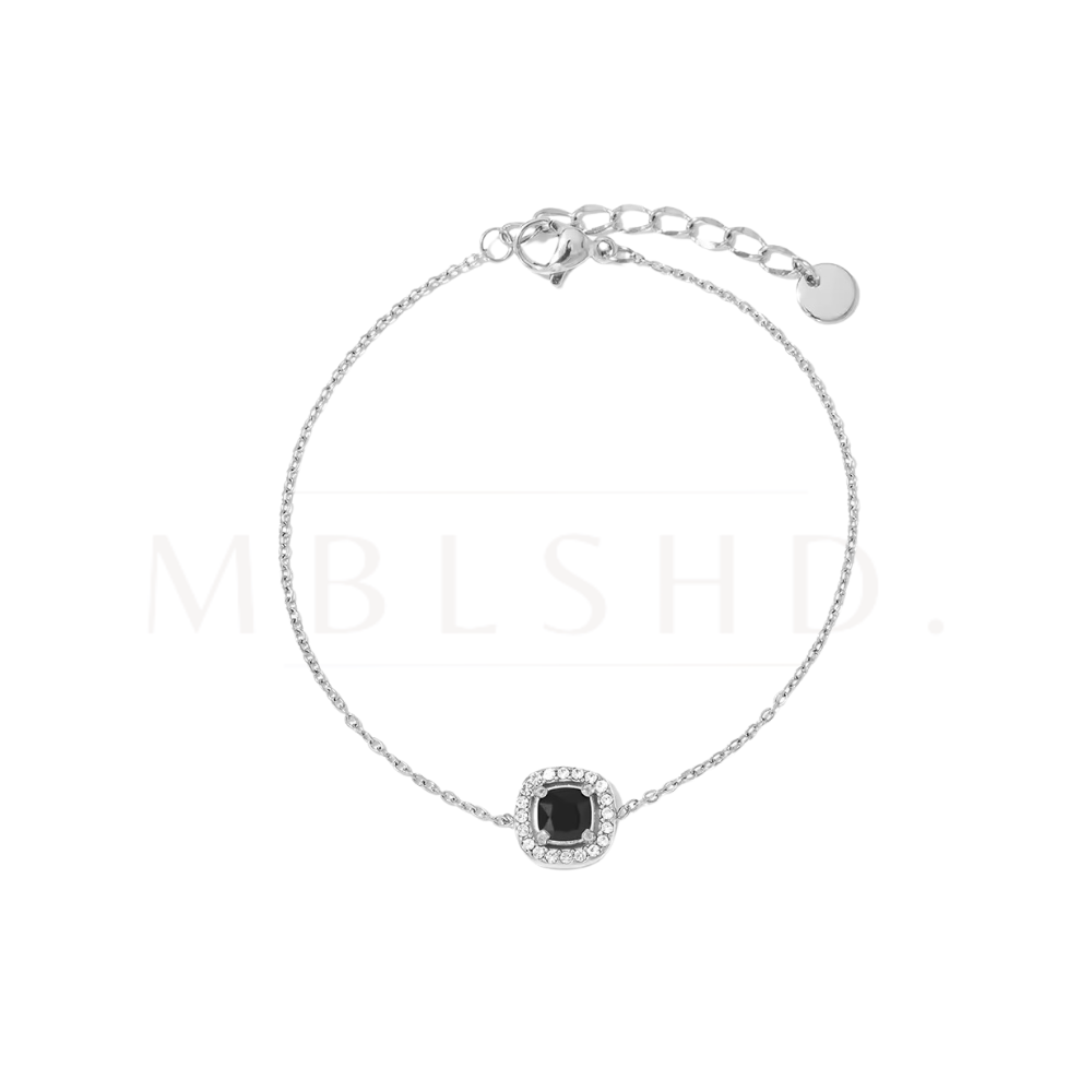 Black Square Zircon Bracelet Silver