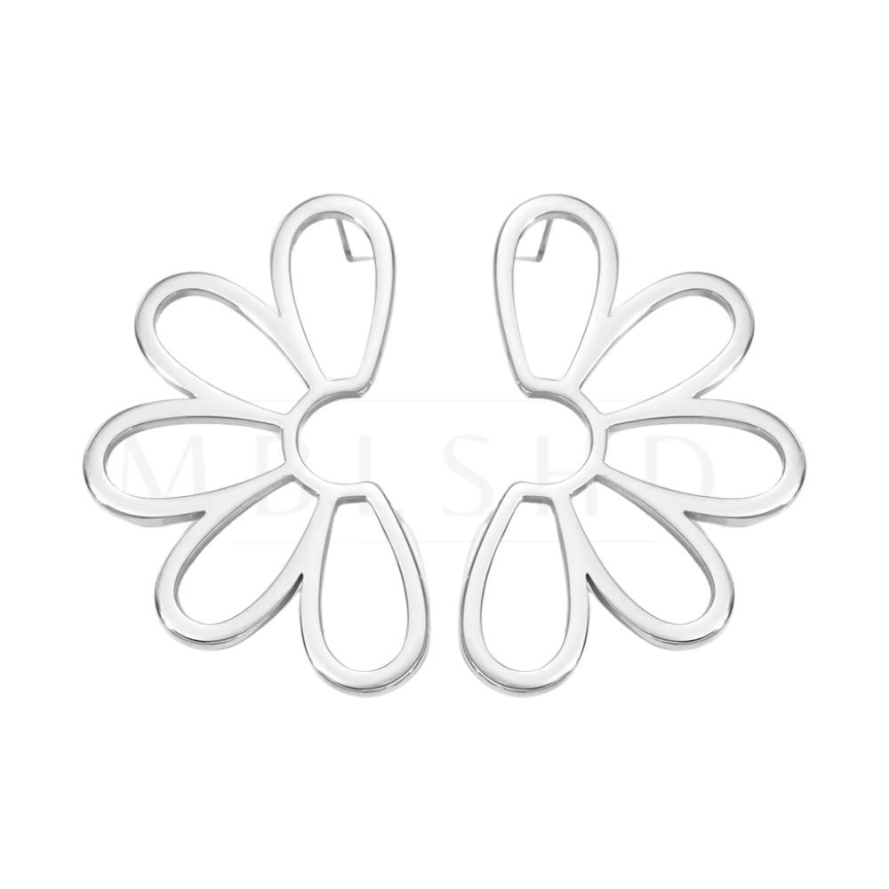 Flower Stud Earrings Silver