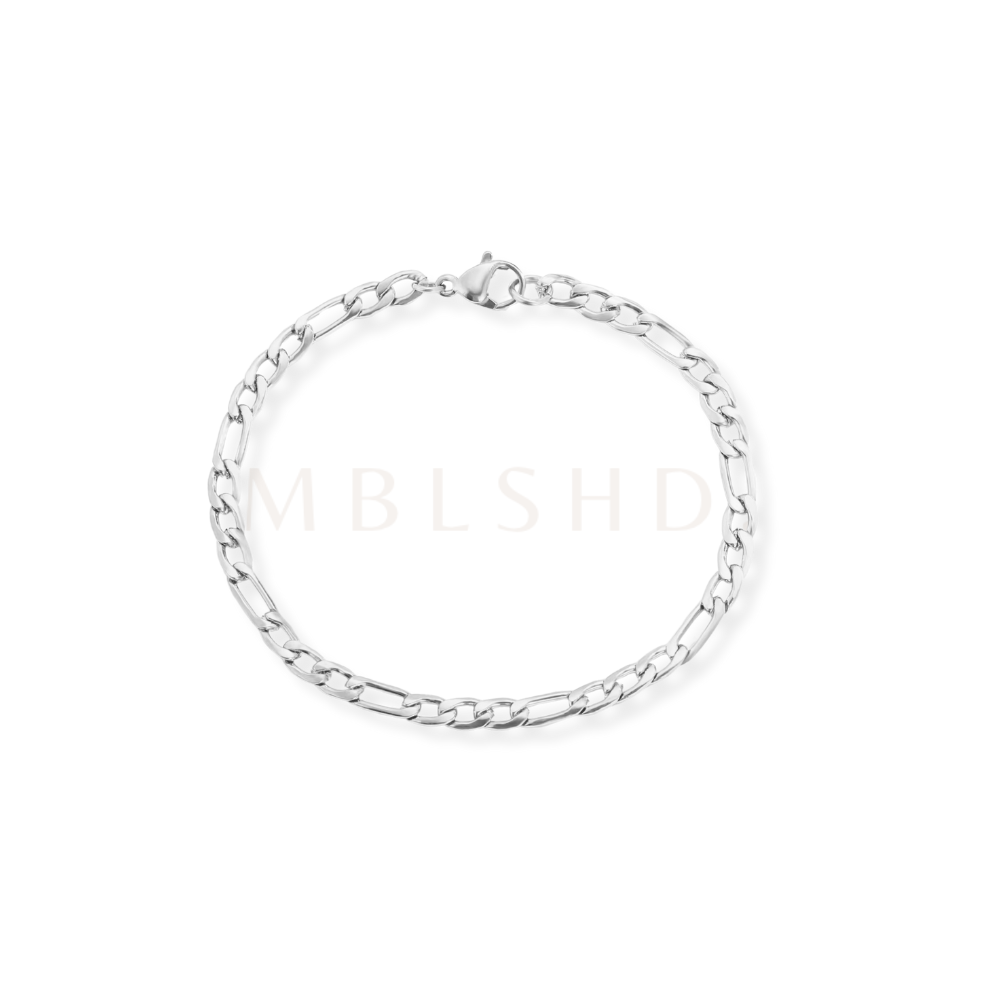 7mm Figaro Bracelet Silver