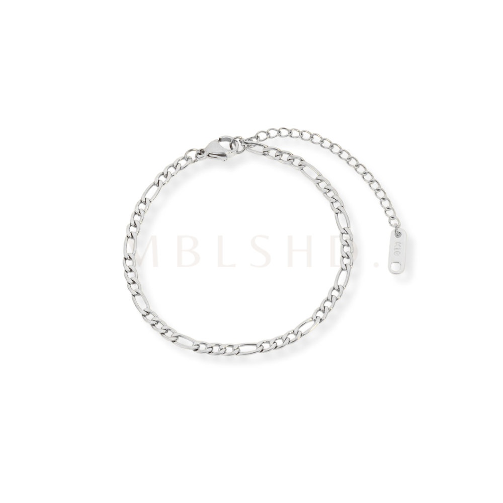 5mm Figaro Bracelet Silver