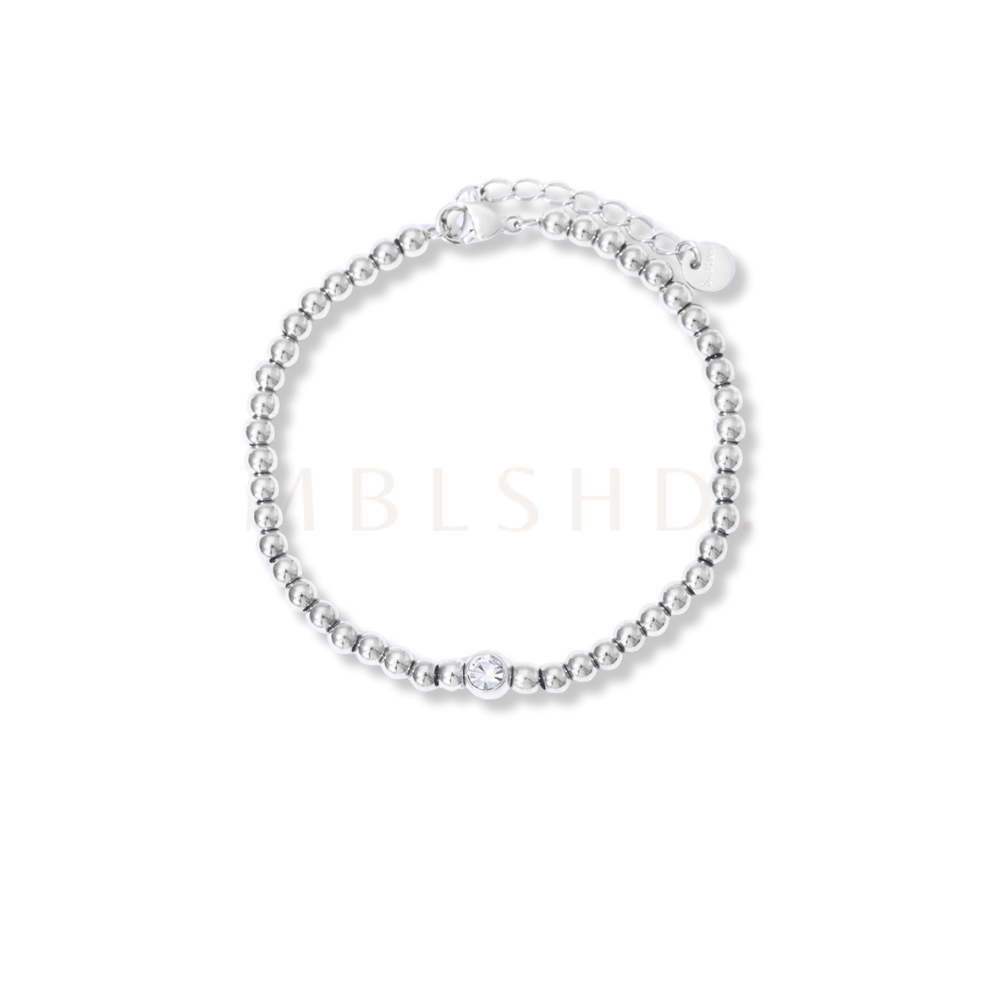Zircon Ball Bead Bracelet Silver