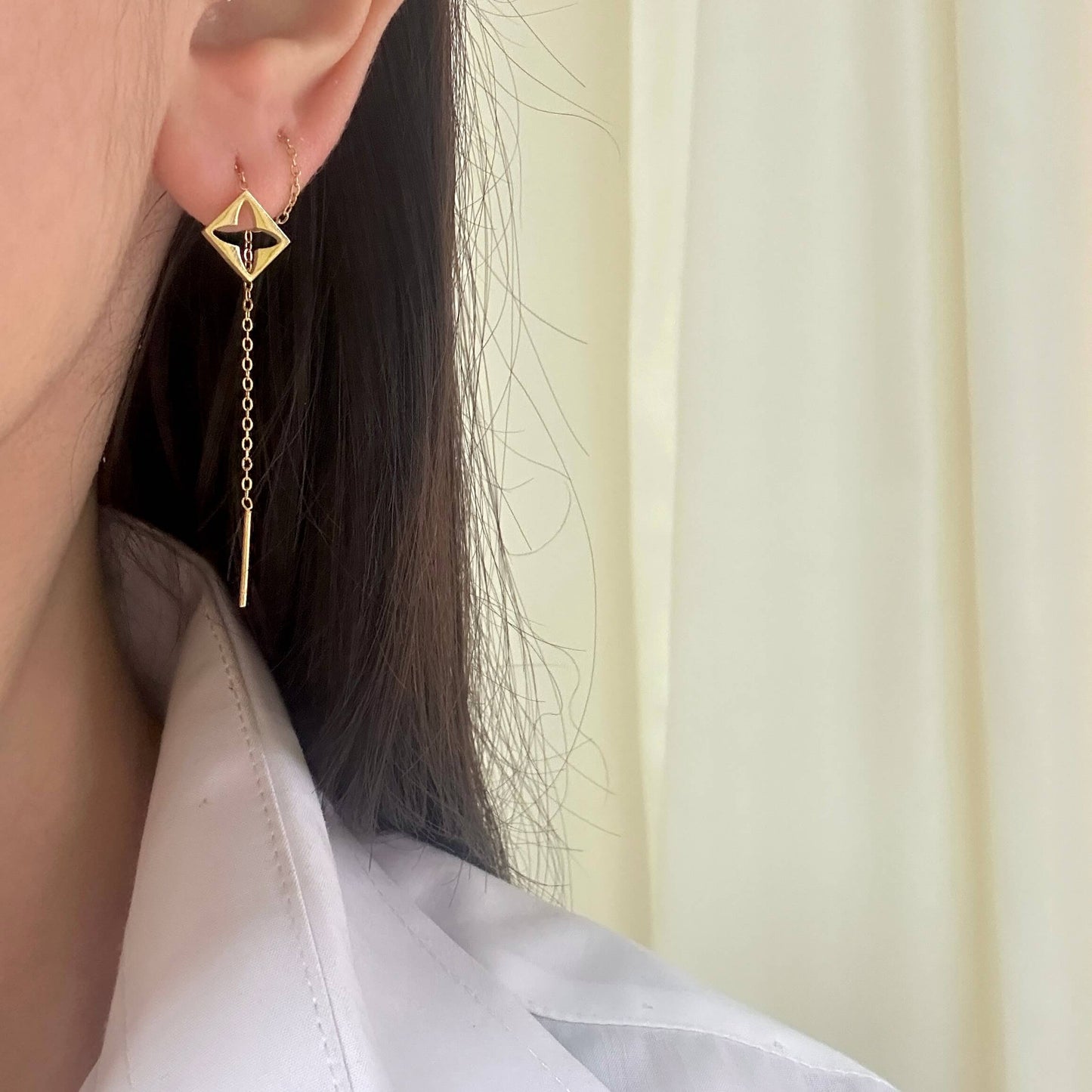 Hollow Blossom Chain Earrings