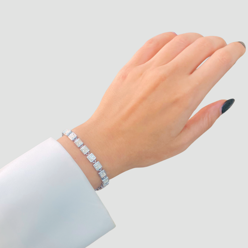 Royal Square Tennis Bracelet Silver