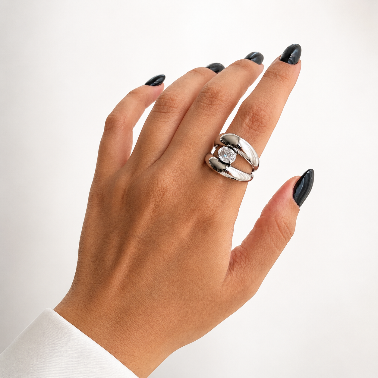 Silver Solitaire Orbit Ring