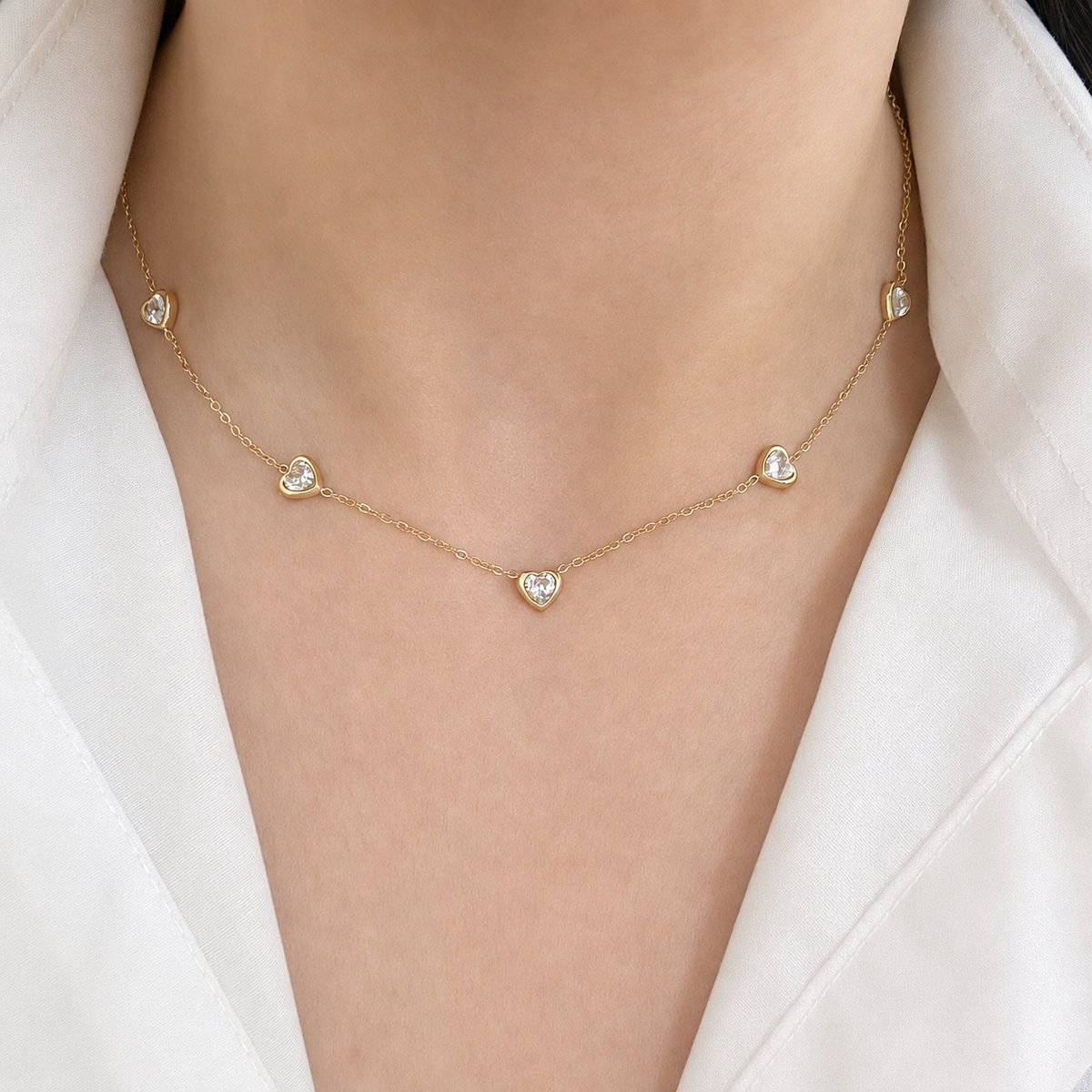 Zircon Hearts Necklace