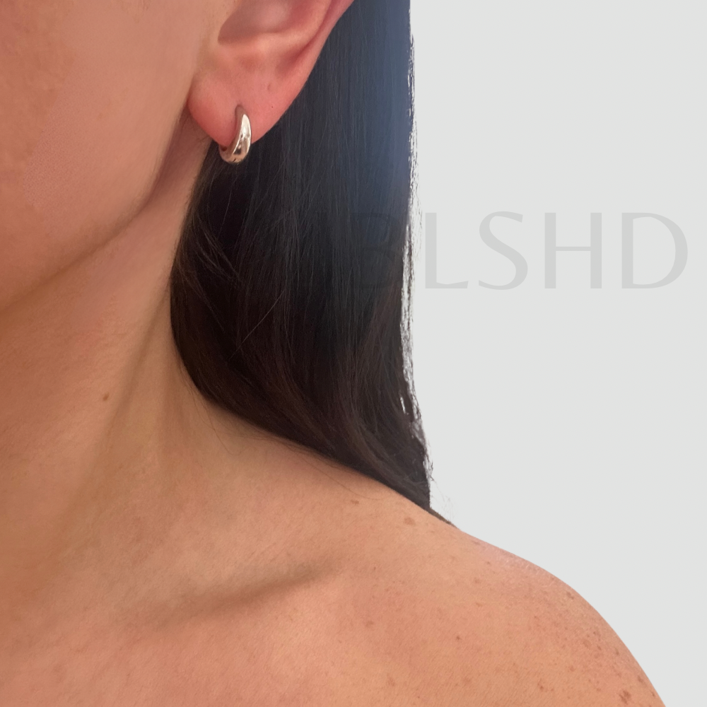 Silver Dome Huggie Earrings