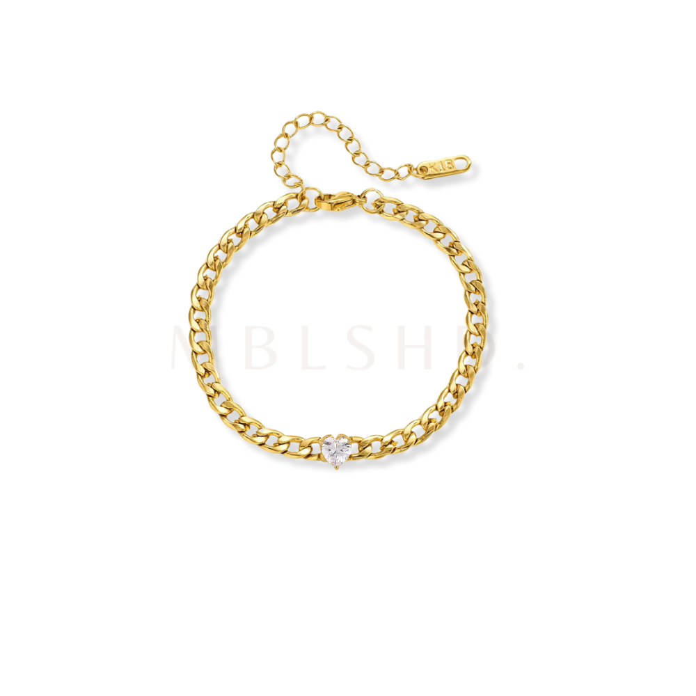 5mm White Heart Chain Bracelet