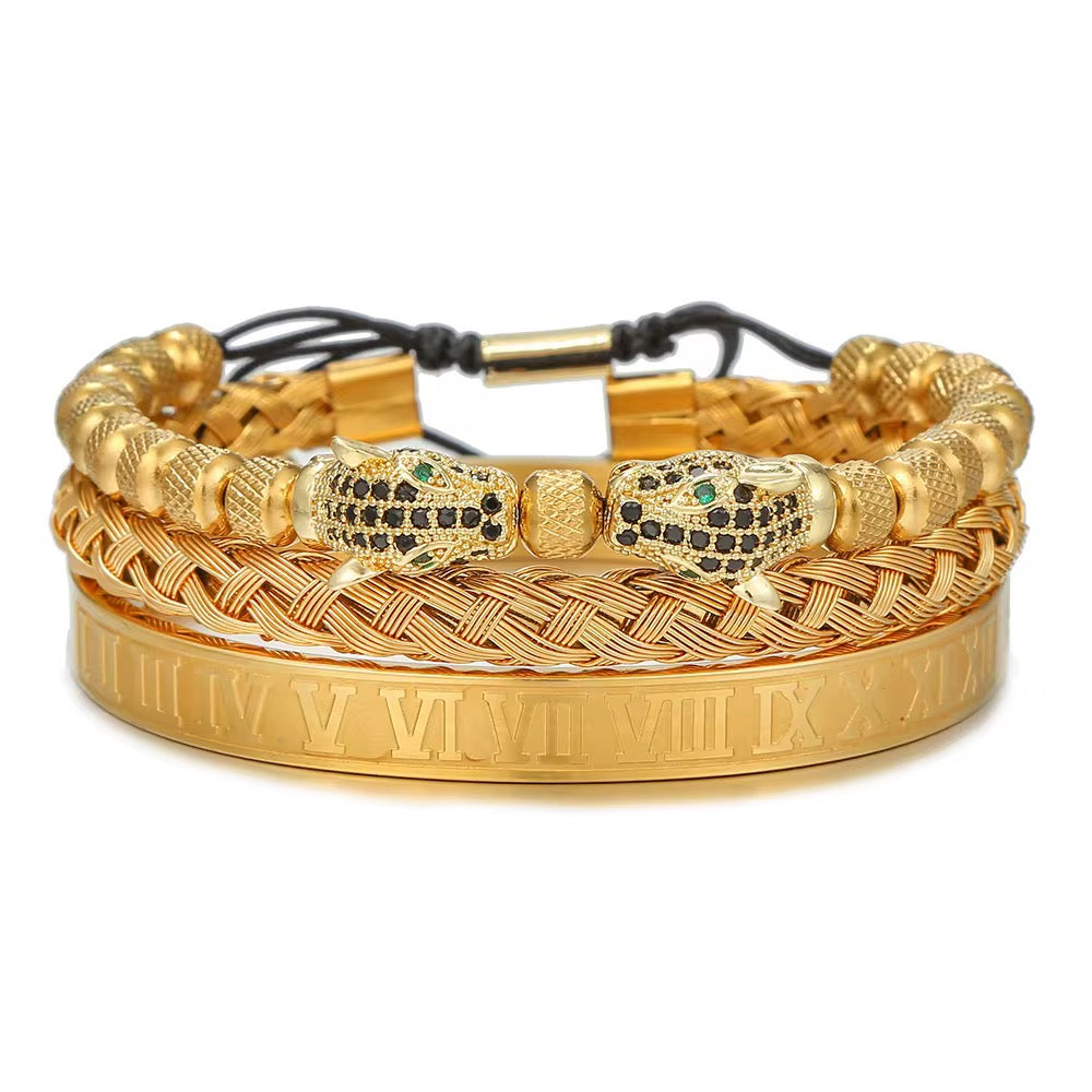 Leopard Set Gold Bracelets- Men