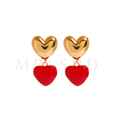 Red Double Heart Earrings