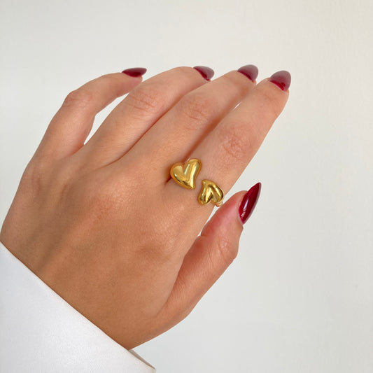 Double heart open Ring