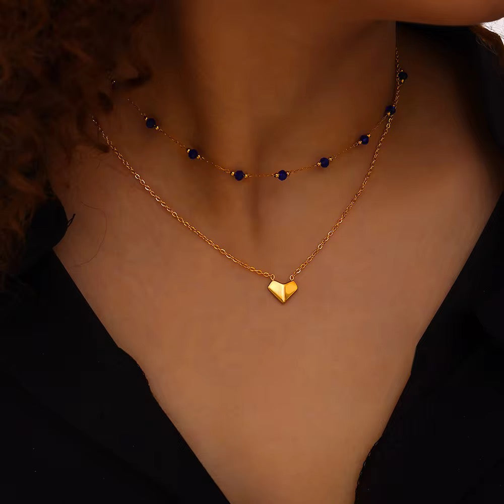 Heart Navy Layered Necklace