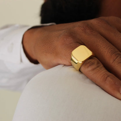 Square Signet Ring Gold- Men