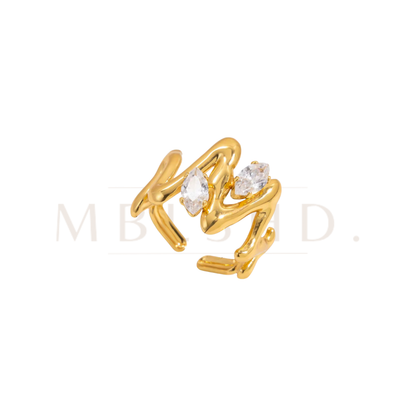 Edge double Zircon Ring