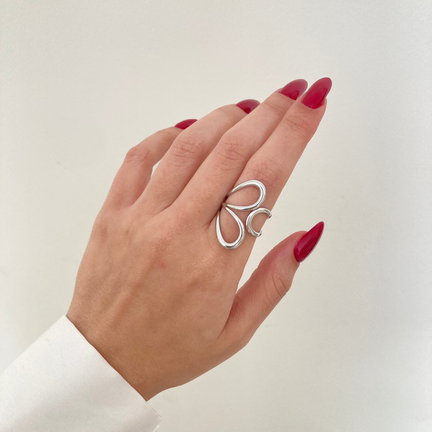Triple Irregular Hollow Silver Ring