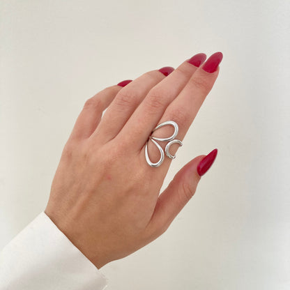 Triple Irregular Hollow Silver Ring
