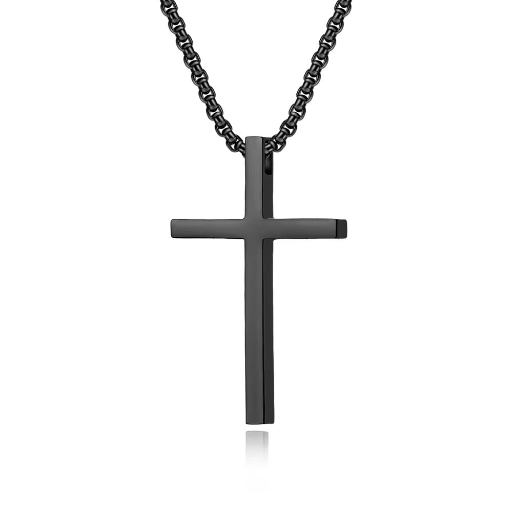 Black Cross Pendant Necklace - Men