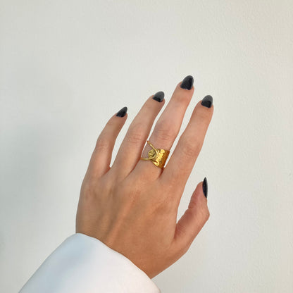 Hammered & Hollow Ring