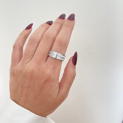 Double Zircon Eternity Ring Silver