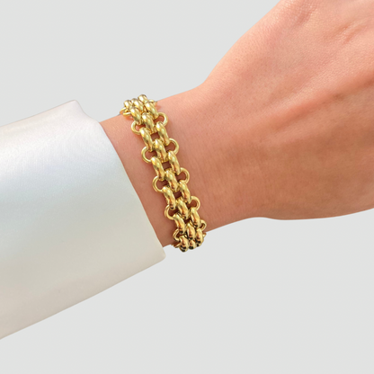 Wide O Chain Bracelet Gold