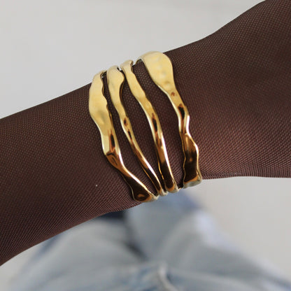 Hammered Waves Cuff Bangle