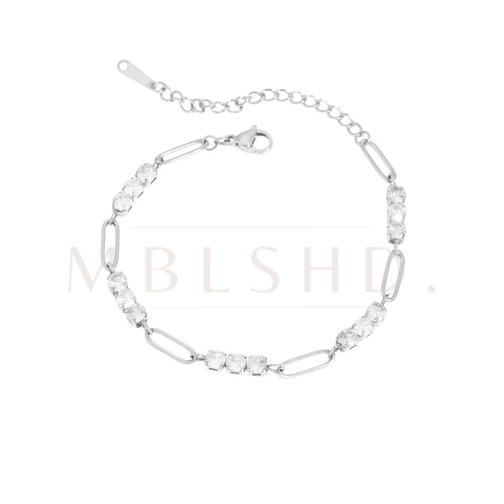 Silver Paperclip & Tennis Bracelet