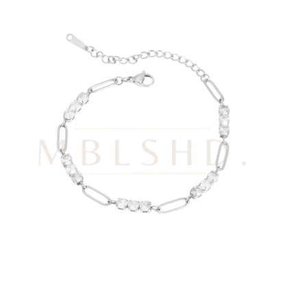 Silver Paperclip & Tennis Bracelet