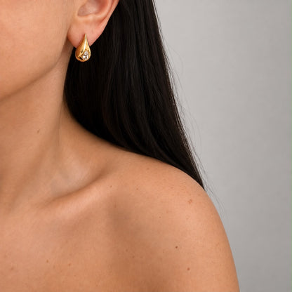 Golden Zircon Teardrop Earrings