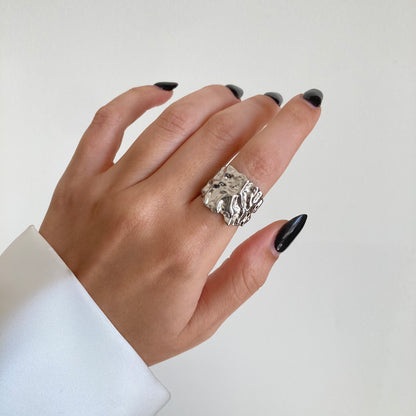 Hammered Open Silver Ring