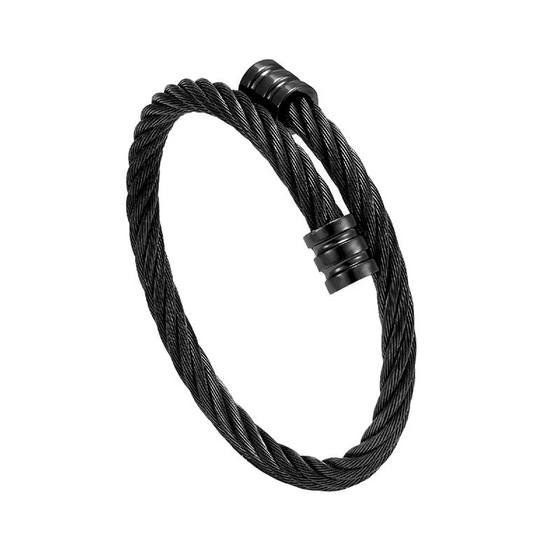 Twisted Black Bangle - Men