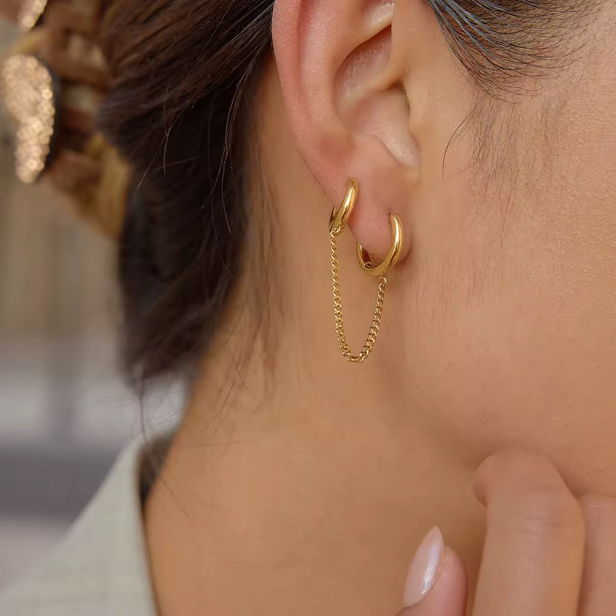 Double Connected Hoop Earrings