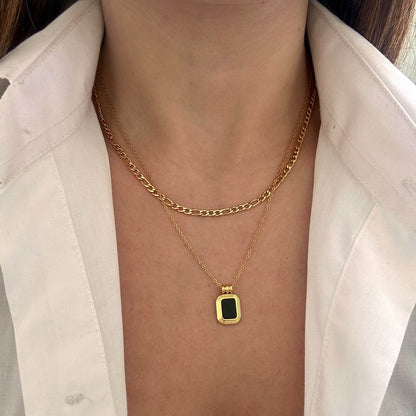 Black Stone Layered Necklace