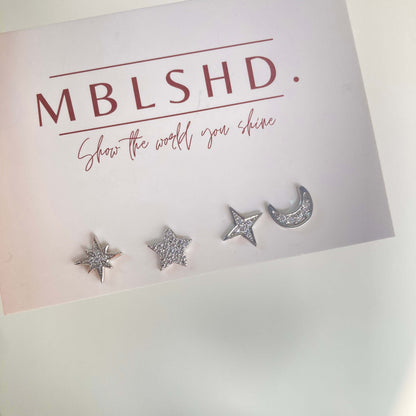 Silver Zircon Studs Set