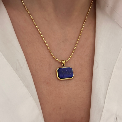 Navy Stone Rectangle Necklace