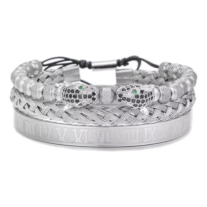 Leopard Set Silver Bracelets- Men