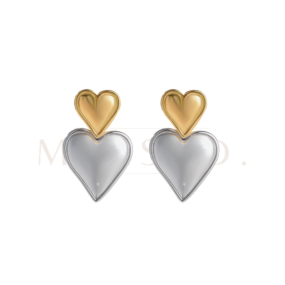 Gold & Silver Hearts Earrings