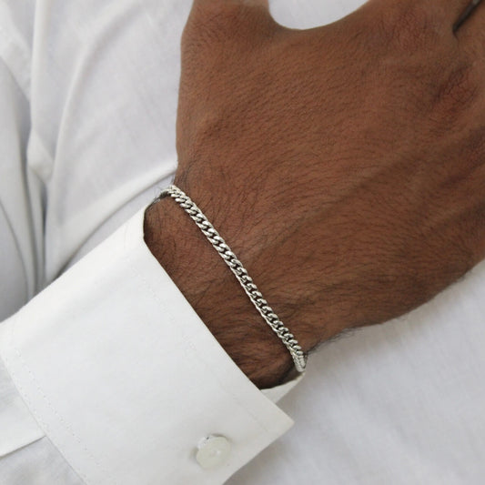 4mm Silver Pressed bracelet - Men