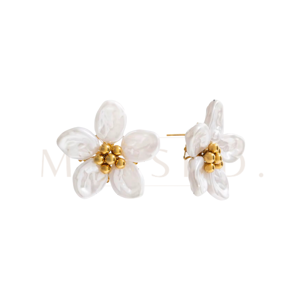 Pearl Blossom Stud Earrings